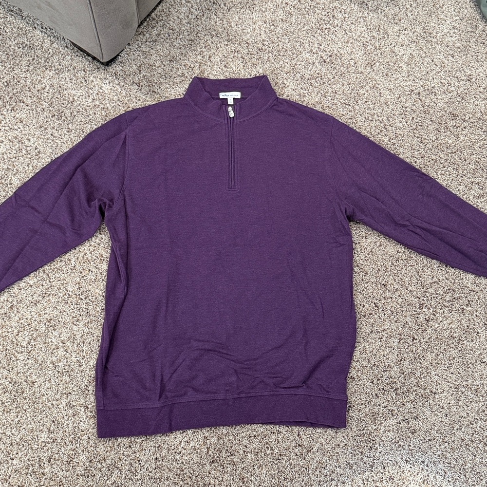 Peter Millar Purple 1/4 Zip Up Sweater Size XL